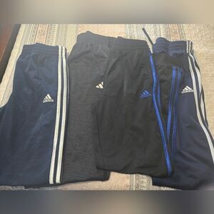 adidas Kids Sweatpants Trio in Black & Navy with Blue Accents Lot Of 4 Pairs